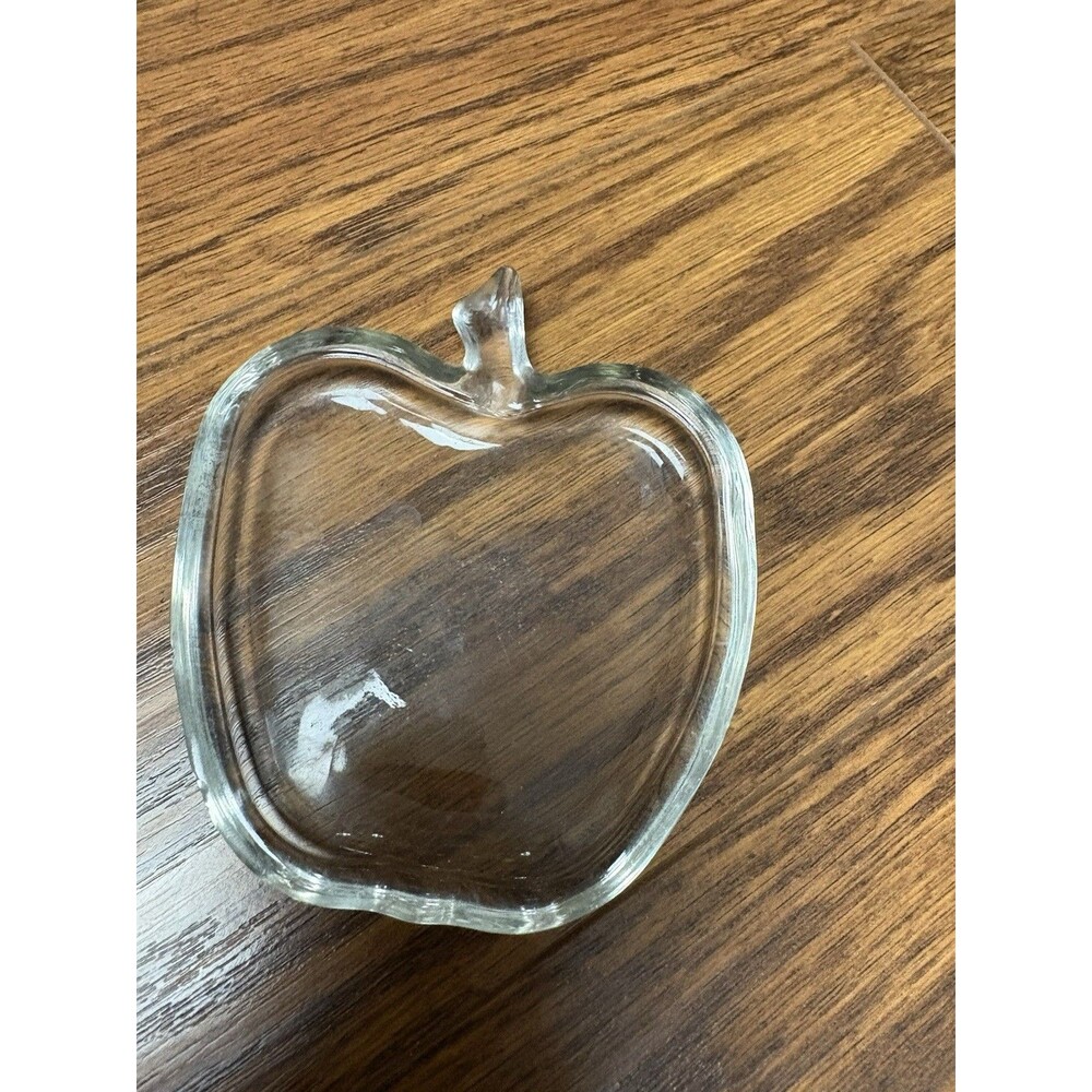 Vintage Clear Glass Apple Coaster Tray Ash Tray R1